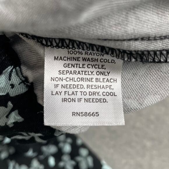 Melrose and Market Floral Maxi Skirt Large Black Blue Elastic Waist Pockets Boho - Picture 8 of 15